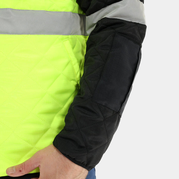 Epik Hi Vis Yellow Lime Agile Quilted ANSI Class 2 Jacket arm pocket