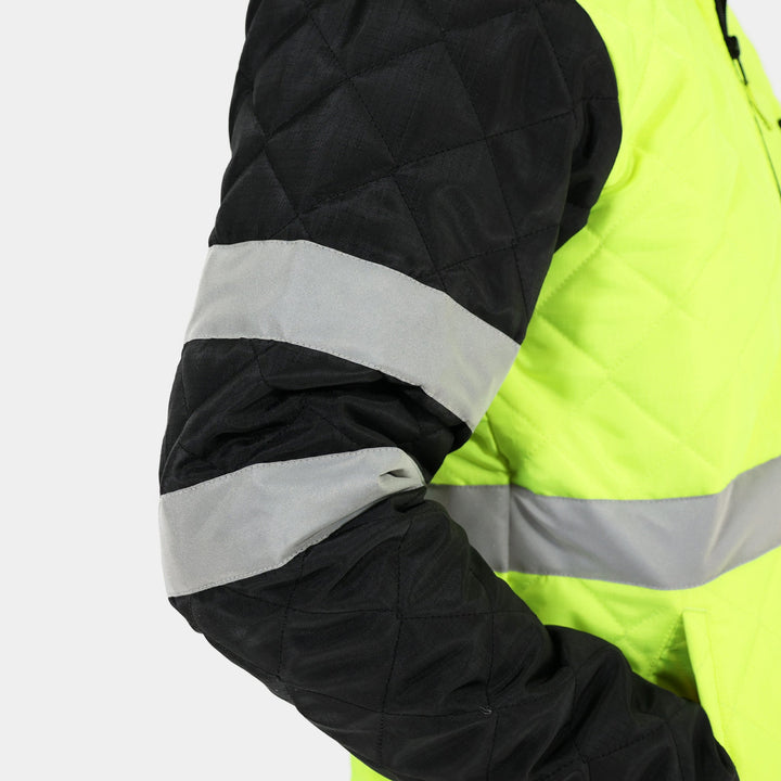 Epik Hi Vis Yellow Lime Agile Quilted ANSI Class 2 Jacket double reflective tape
