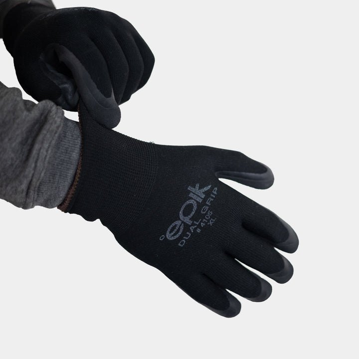 Epik Dual Grip Thermal Work Glove pair put on