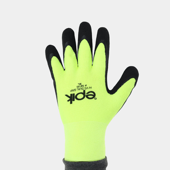 Epik Dual Grip Hi Vis Yellow Thermal Glove knuckle