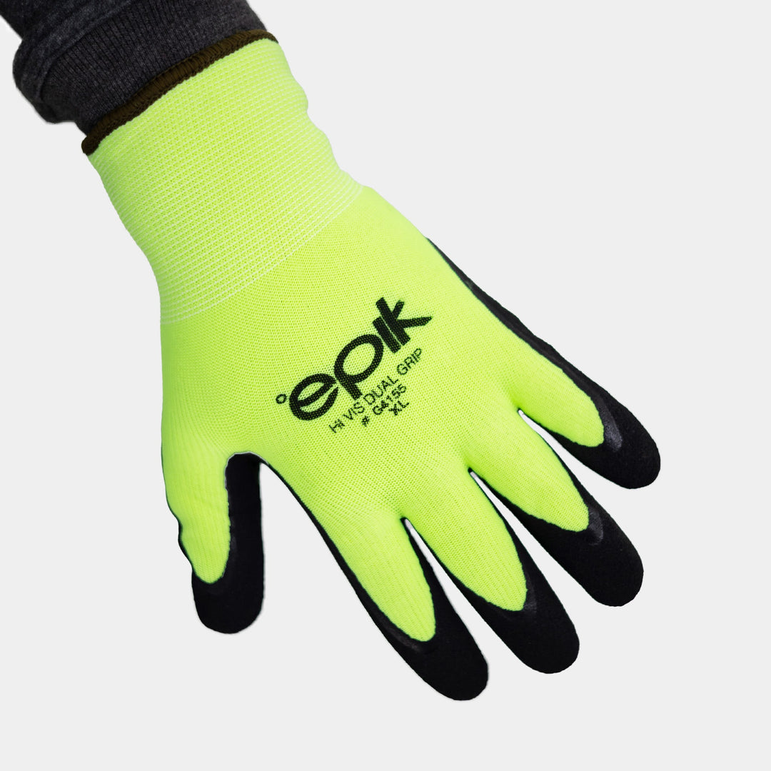 Epik Dual Grip Hi Vis Yellow Thermal Glove back