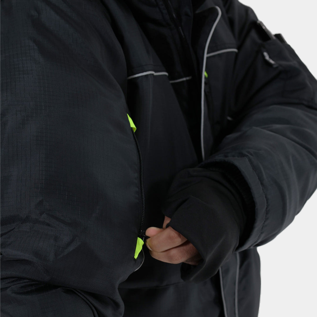 Epik Charcoal Black Reflex Pro Freezer Jacket Front arm zipper pocket