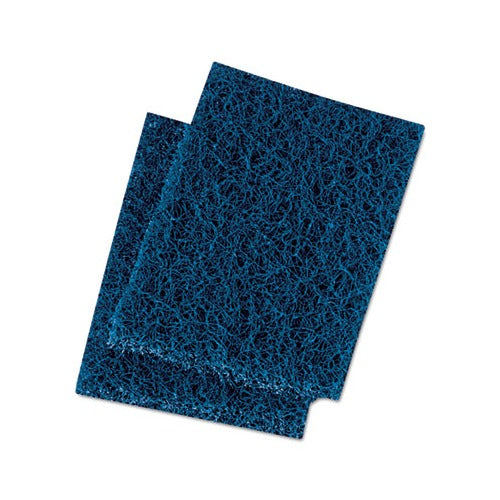 A stack of dark blue Extra Heavy Duty Scouring Pads.