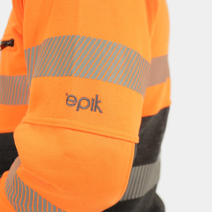 Epik Peak 2.0 Quarter Zip Sweater Orange logo arm