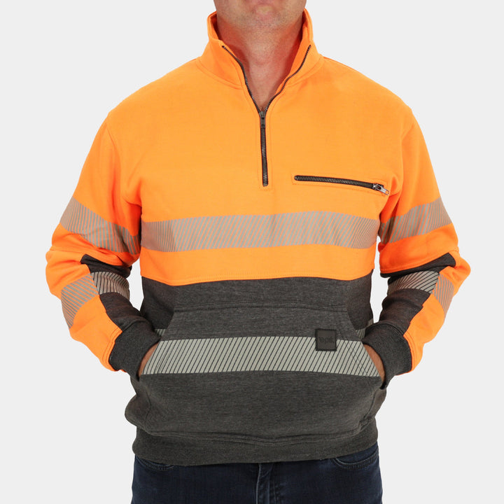 Epik Peak 2.0 Quarter Zip Sweater Orange Front hands in pockets