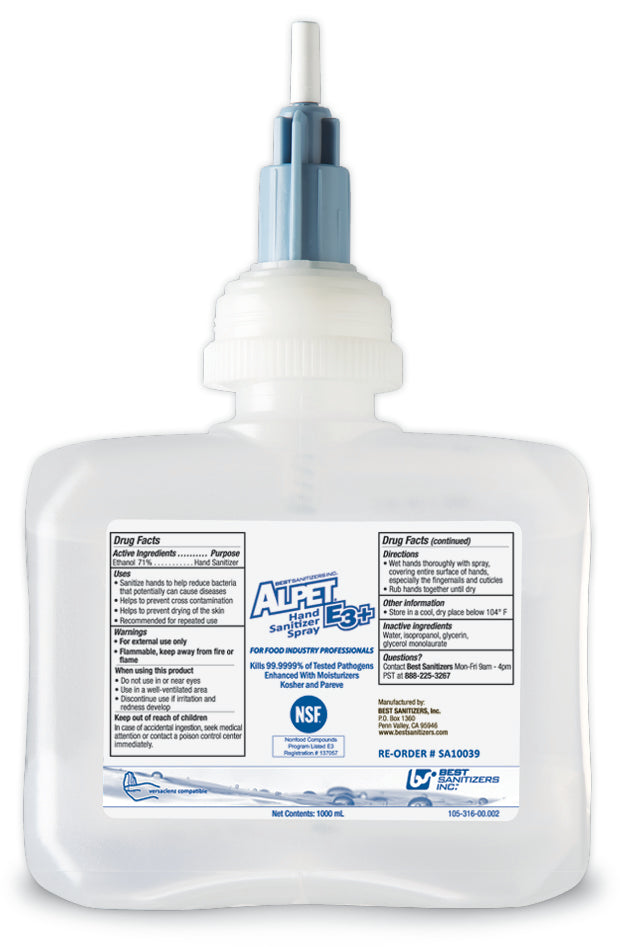 Alpet E3 Plus Hand Sanitizer Spray - 1000 mL Cartridges