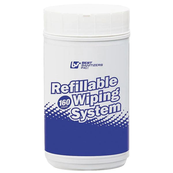 Best Refillable Wiping System, 6 Canisters - When a canister is empty simply order a 6-pack of refill rolls. 2 options 90-count canister or 160-count canister.