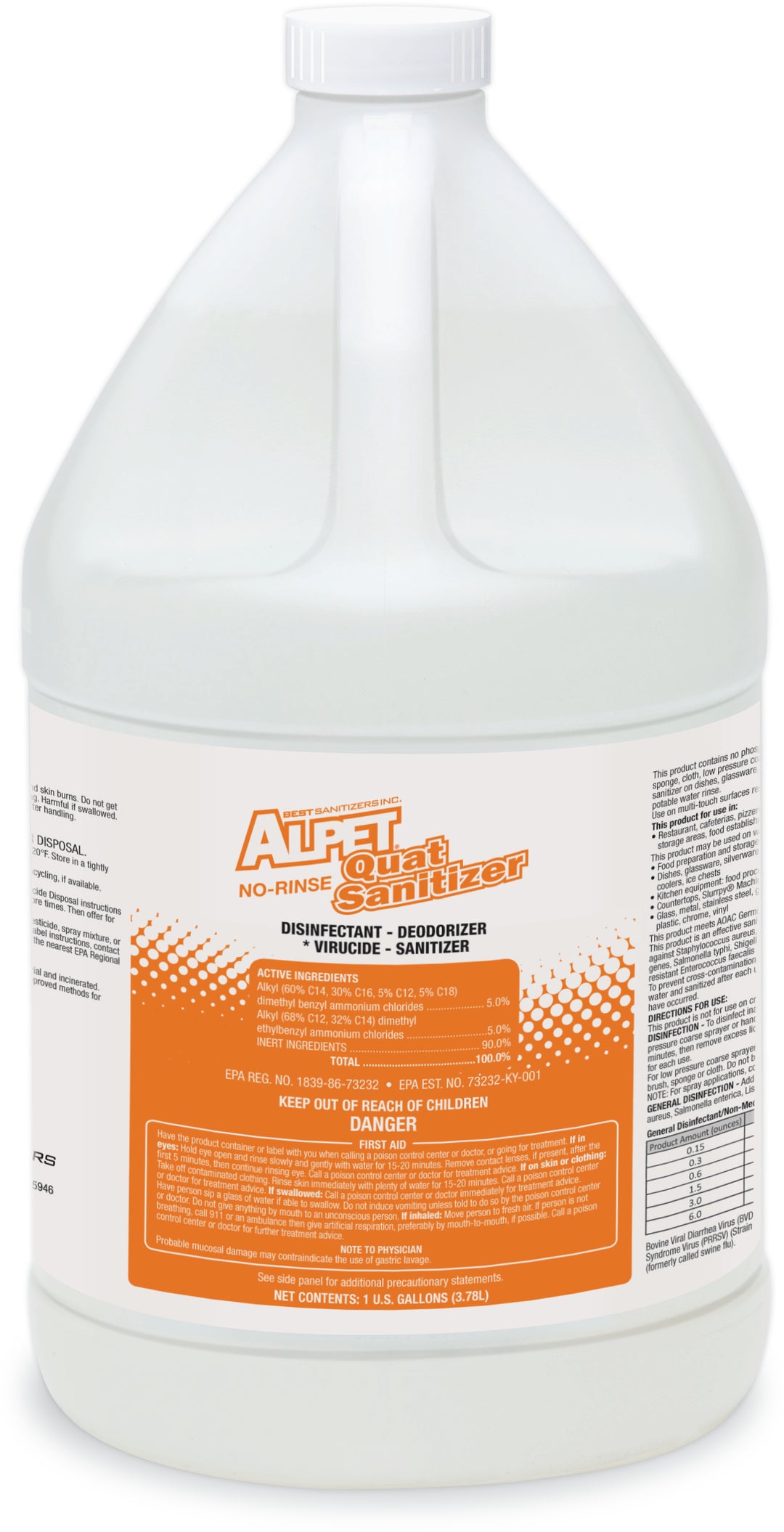 Alpet No-Rinse Quat Sanitizer - 1 Gallon