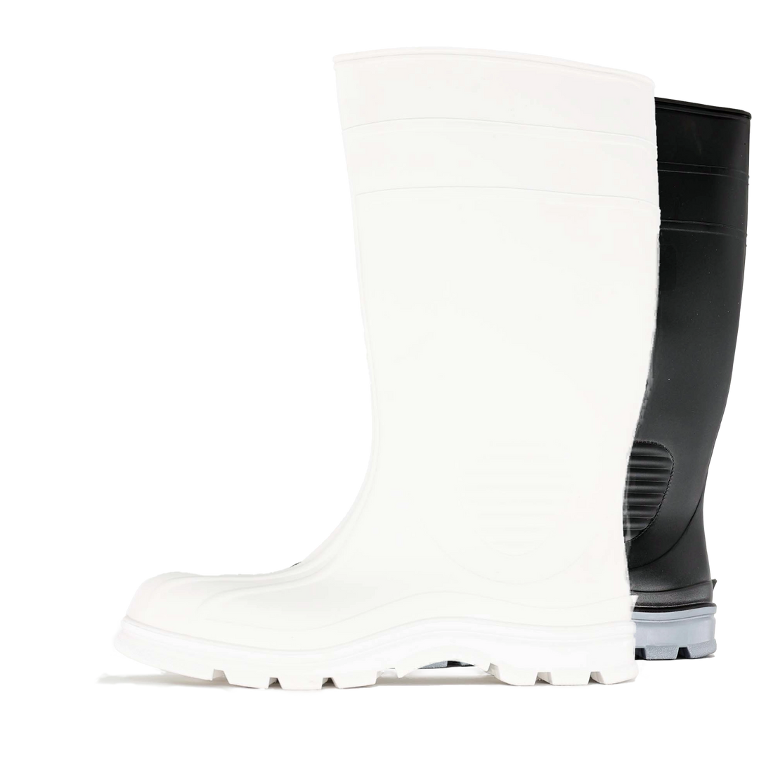 Stride Safety Boot - Durable, slip-resistant, and waterproof with a composite safety toe for added protection. In black or white. Available in various sizes, they are suitable for workers in different industries.