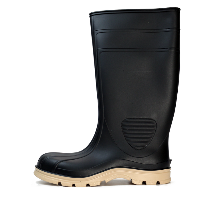 The Stride Sanitation Boot in black is a multipurpose rubber work boot.
