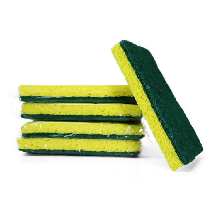 Techniclean Products Cellulose Scrub Sponge with Green scouring face up pack