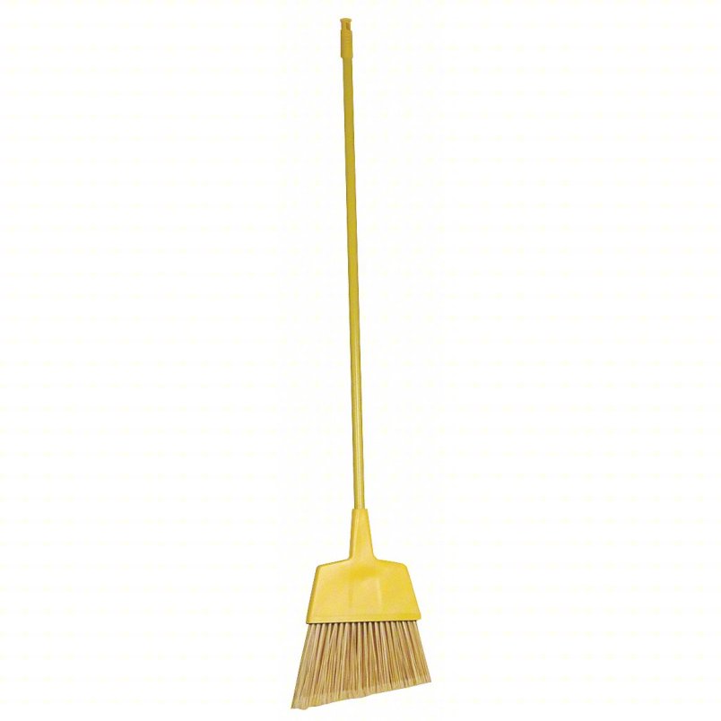 42" Metal Handle Angle Broom with Angled Cut, Wide Sweeping Surface, Flagged-Tip Bristles, and Protective Skirt