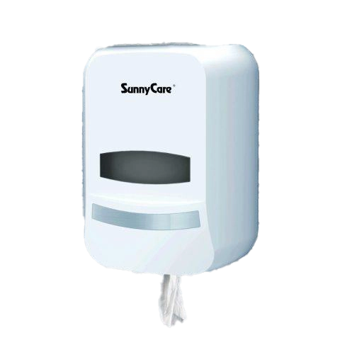 Universal Center Pull Towel Dispenser in White - Efficient one-at-a-time dispensing, durable construction, and a sleek modern design.