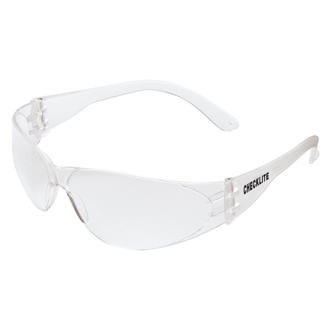 A pair of Checklite® Clear Anti-Fog Lens Safety Glasses.