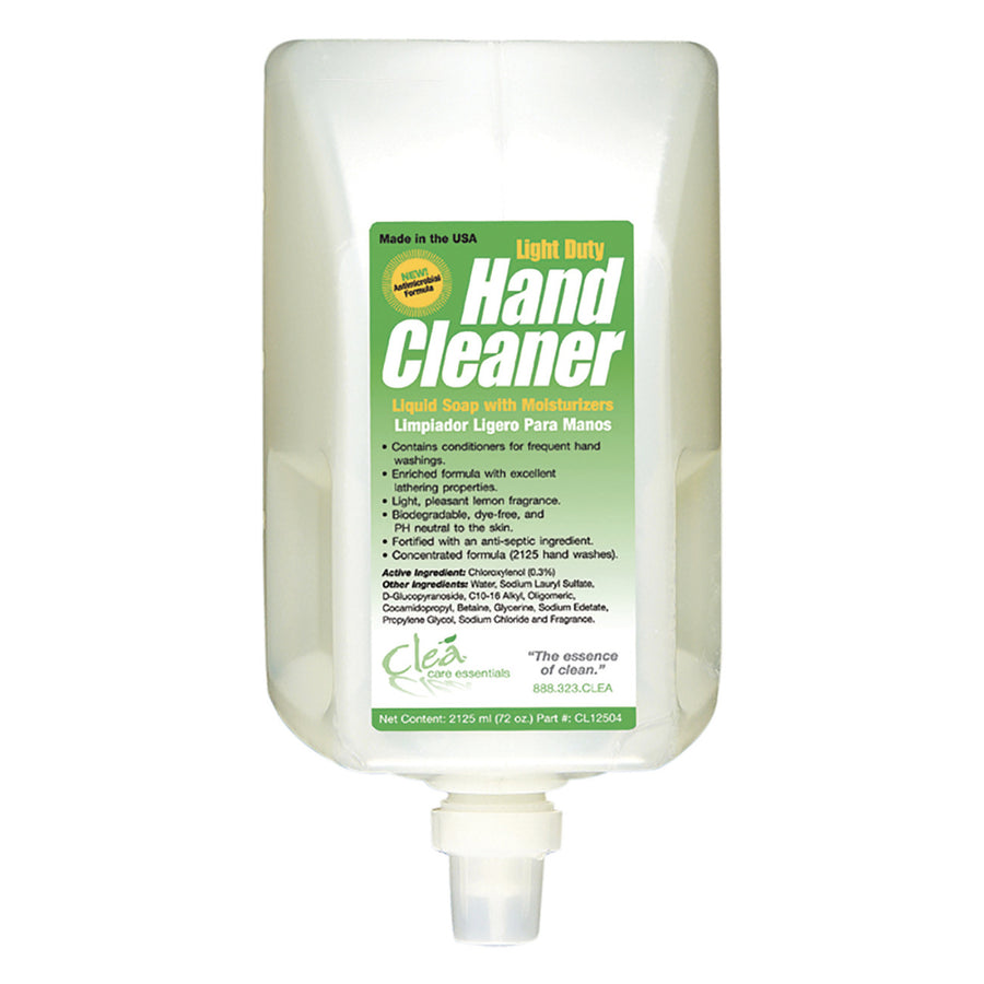 Cleá All Purpose Nature Grit Hand Cleaner, a light-duty liquid soap with moisturizers, available in 2125ml bottles, sold in cases of four.