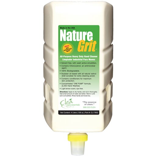 Two 4-liter containers of Clea Nature Grit Heavy Duty Citrus Scent Hand Cleaner, a powerful hand cleaner with a refreshing citrus scent.