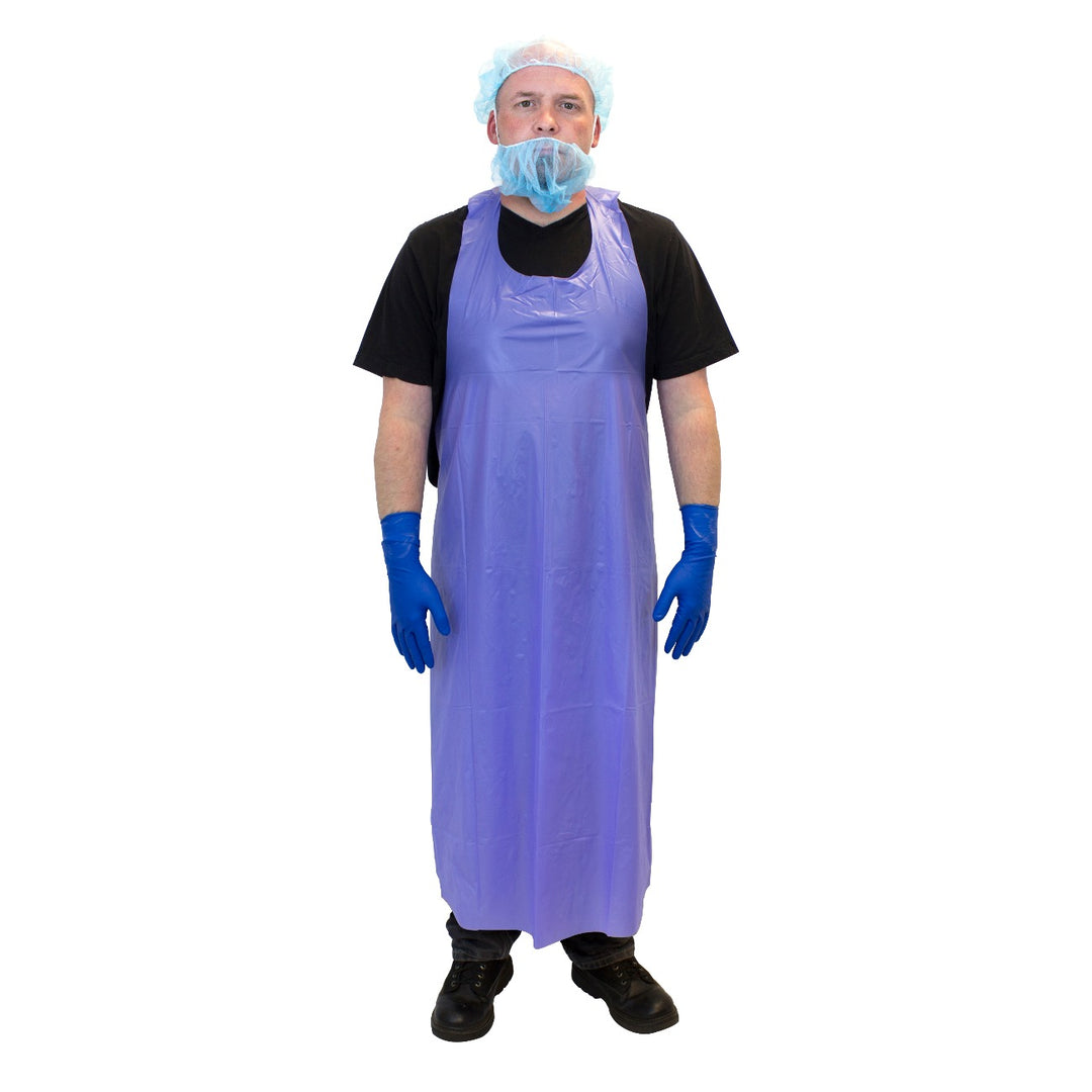 6 Mil Blue Vinyl Aprons with String Ties - Reliable Protection for Various Tasks