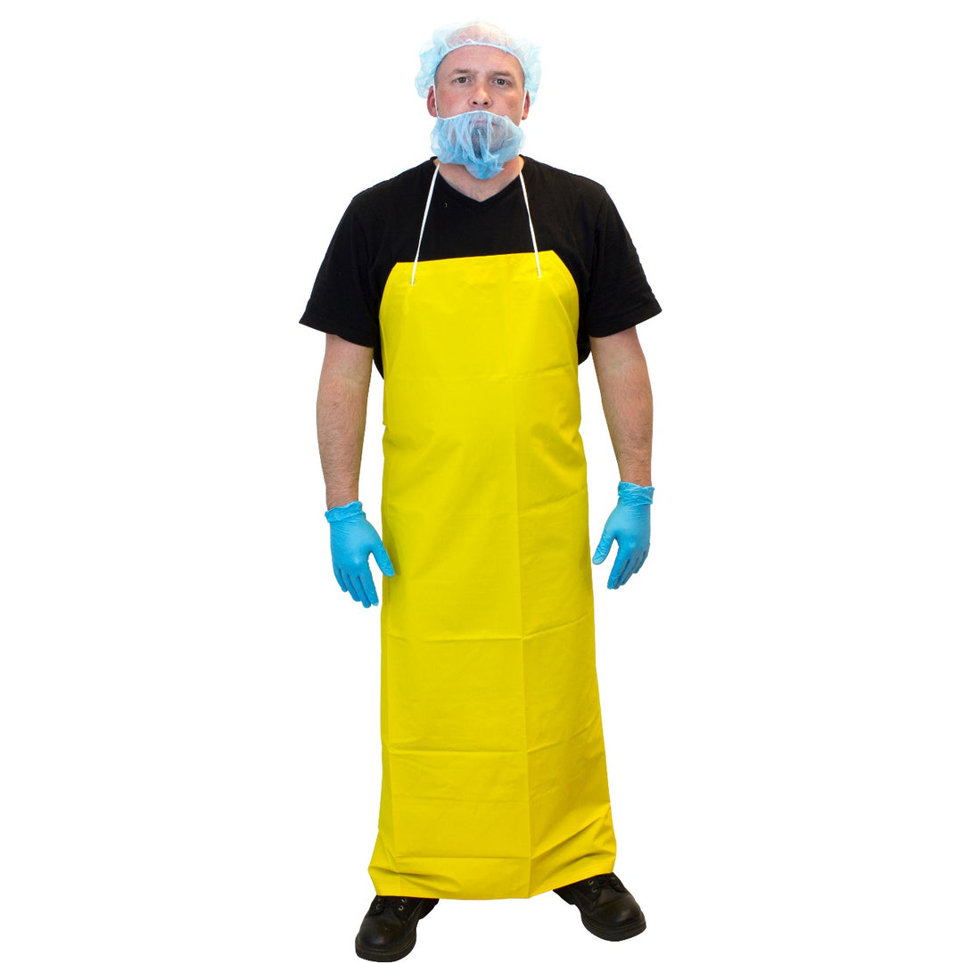 Yellow Vinyl Apron - Vinyl Reinforced Polyester Apron, 100% Latex Free, 35" x 50", .35 mm Thickness, Packed 50/Case