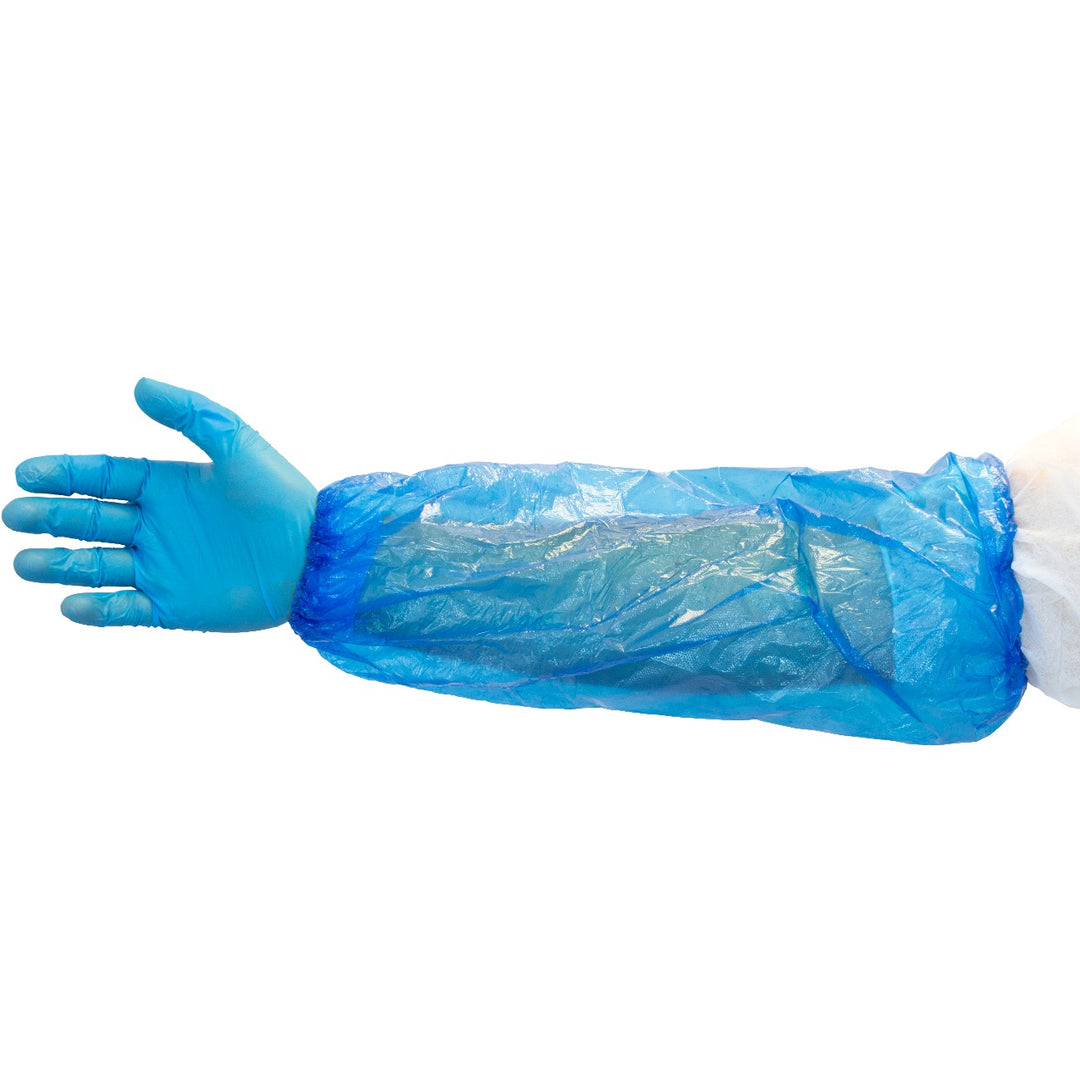 18" Polyethylene Disposable Sleeves in a vibrant blue color, are perfect for a wide range of industries and applications.