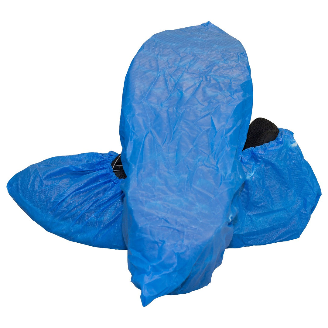 Blue Cast Polyethylene Shoe Cover - 300/cs - Durable, Elastic Band, Blue, Professional Appearance