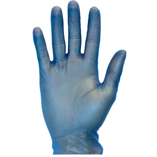 Vinyl Metal Detectable Blue Gloves - Reliable protection for sanitation and food safety. Metal detectable for enhanced security.