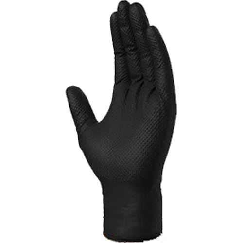 Nitrile Heavy Duty Black Gripper Gloves, 7 mil thickness, 100 pairs per box.