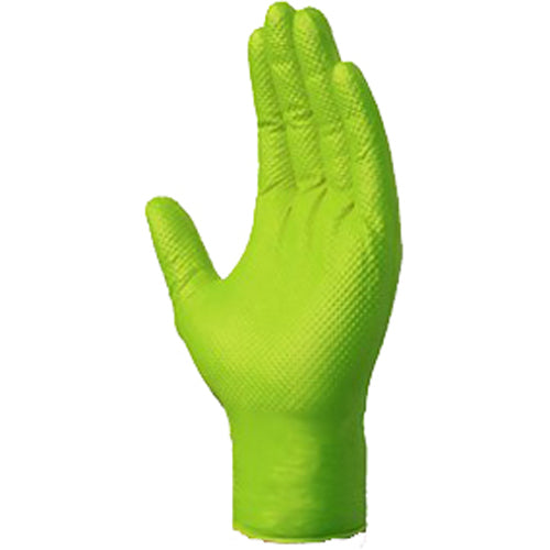 Green Nitrile Heavy Duty Gripper Gloves for industrial use.