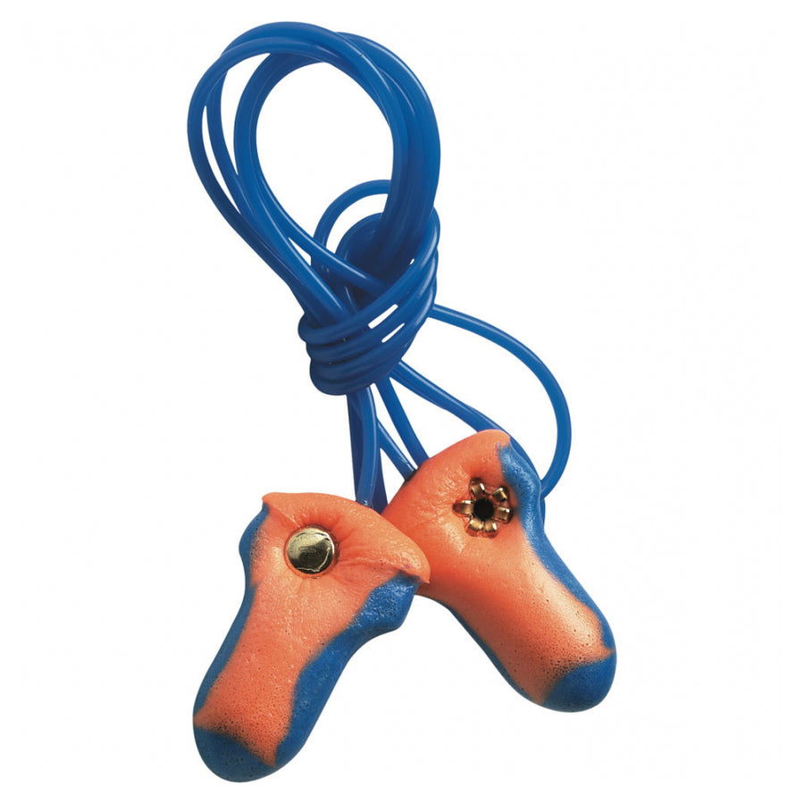 Laser Trak Detectable Ear Plugs – Metal detectable earplugs designed for contamination-sensitive environments. Non-ferrous metal grommet for easy detection. Contoured T-shape for easy insertion and wear. Sold in boxes of 100.