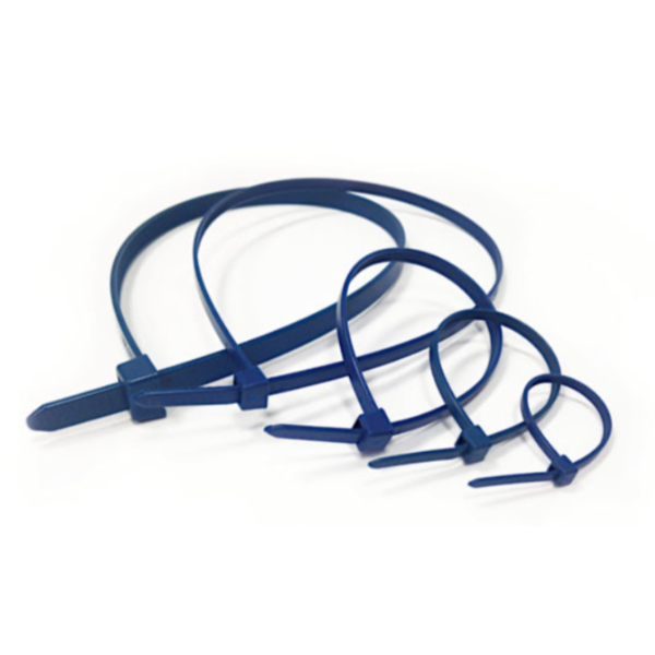 14-inch metal/X-ray detectable cable ties in vibrant blue.
